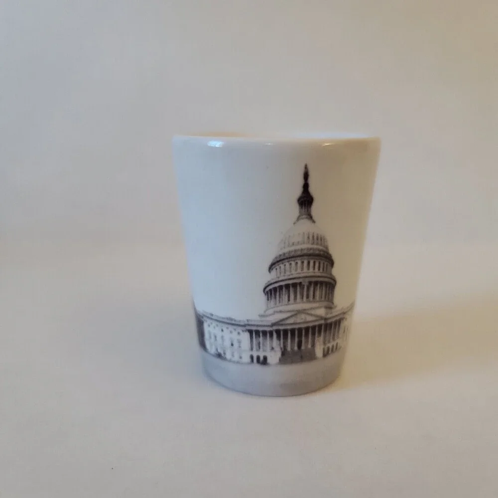 Washington DC Shot Glass US Capitol White Black